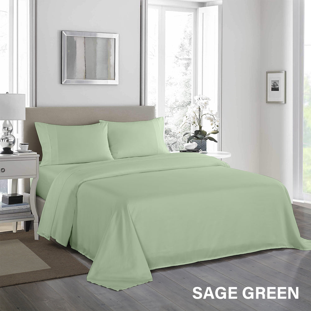 Royal Comfort 1200 Thread Count Sheet Set 4 Piece Ultra Soft Satin Weave Finish Double Sage Green