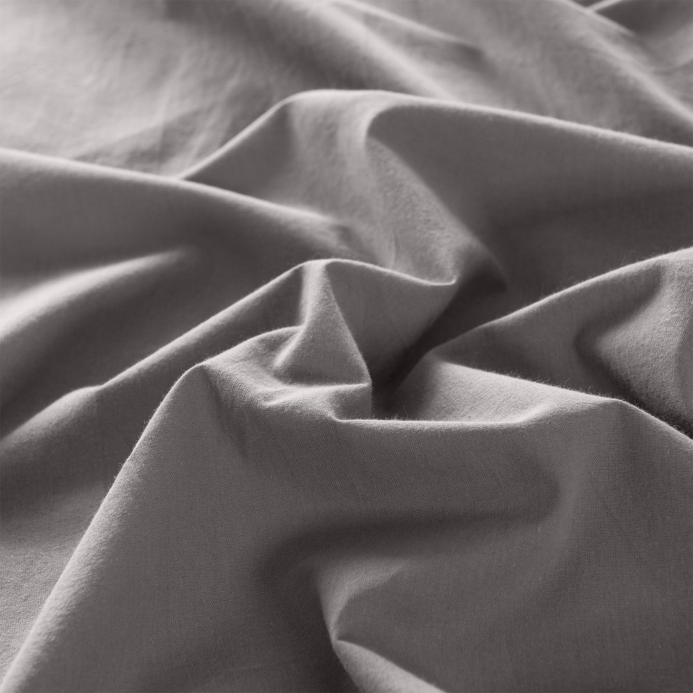 Royal Comfort Vintage Wash 100% Cotton Sheet Set Fitted Flat Sheet Pillowcases Single Grey