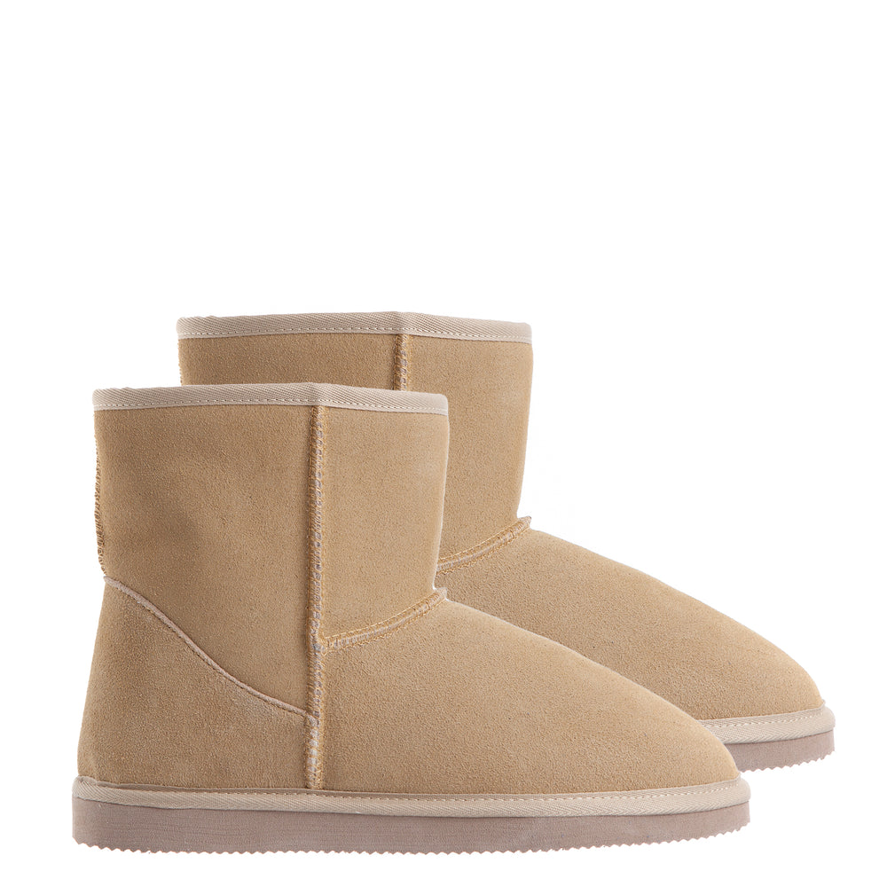 Royal Comfort Ugg Slipper Boots Womens Leather Upper Wool Lining Breathable (5-6) Beige