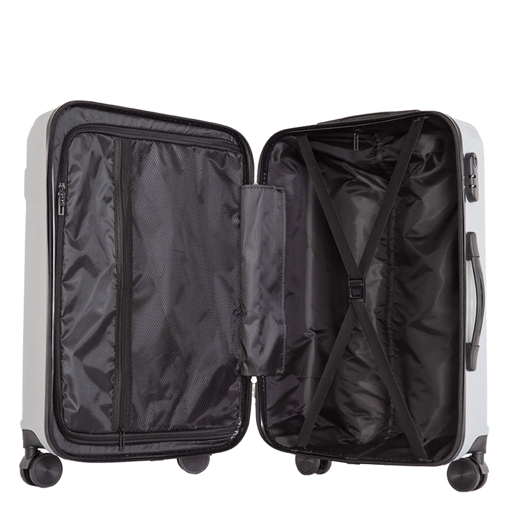 Milano Decor Luggage Set Travel Hard Case 20 inch 24 inch 28 inch Hard Case Durable 3 Piece Silver