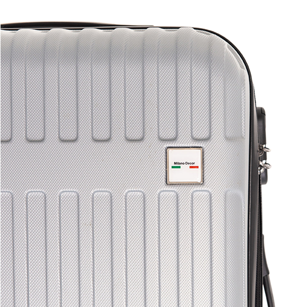 Milano Decor Luggage Set Travel Hard Case 20 inch 24 inch 28 inch Hard Case Durable 3 Piece Silver