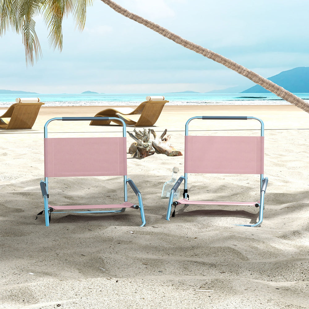 Havana Outdoors Beach Chair Folding Portable Summer Camping Outdoors 2 Pack Dusty Rose