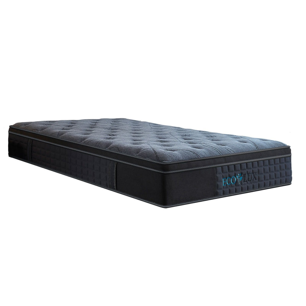 Eco Lux Edge Support Euro Top 7-Zone Pocket Spring Mattress Plush Medium Firm Queen Charcoal