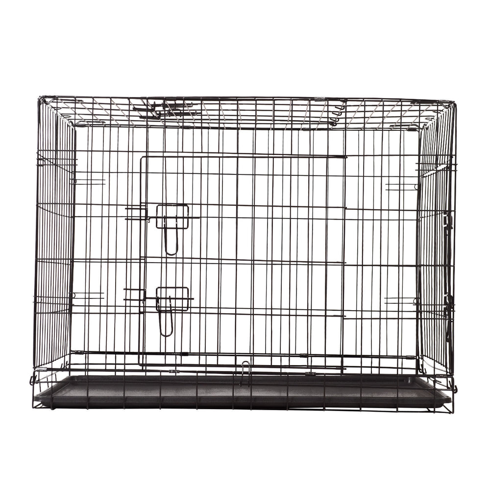 4Paws Dog Cage Pet Crate Cat Puppy Metal Cage ABS Tray Foldable Portable 24 inch Black