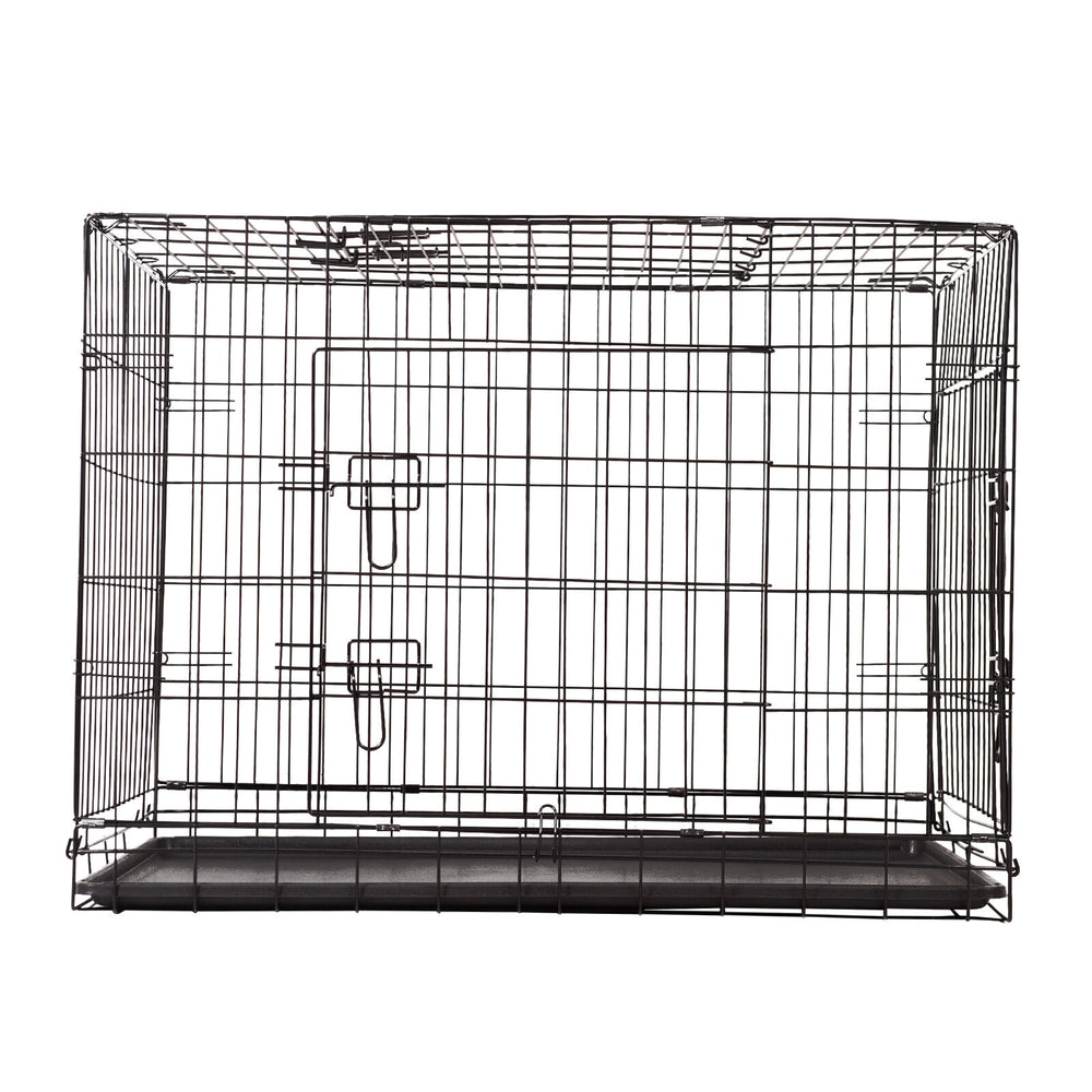 4Paws Dog Cage Pet Crate Cat Puppy Metal Cage ABS Tray Foldable Portable 36 inch Black