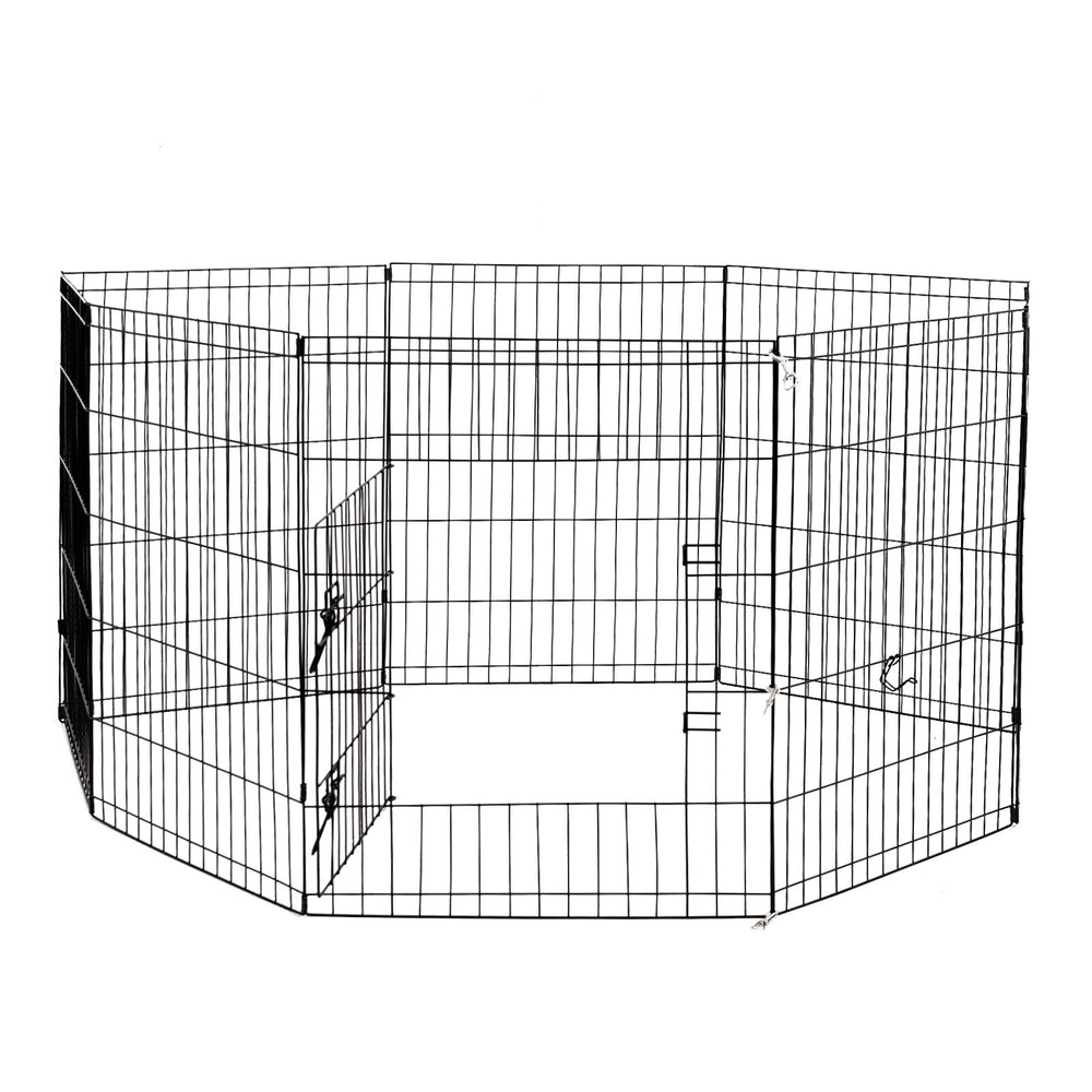 4Paws 8 Panel Playpen Puppy Exercise Fence Cage Enclosure Pets 24 inch Black