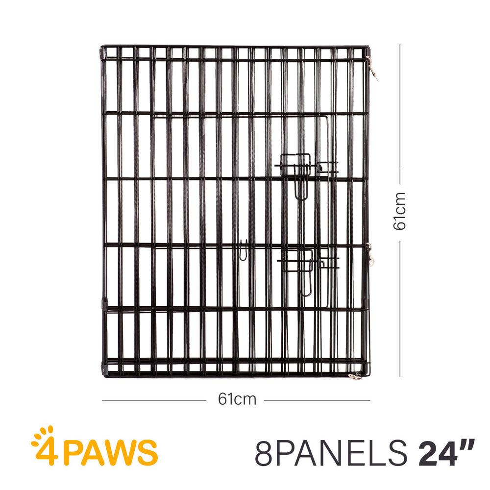 4Paws 8 Panel Playpen Puppy Exercise Fence Cage Enclosure Pets 24 inch Black