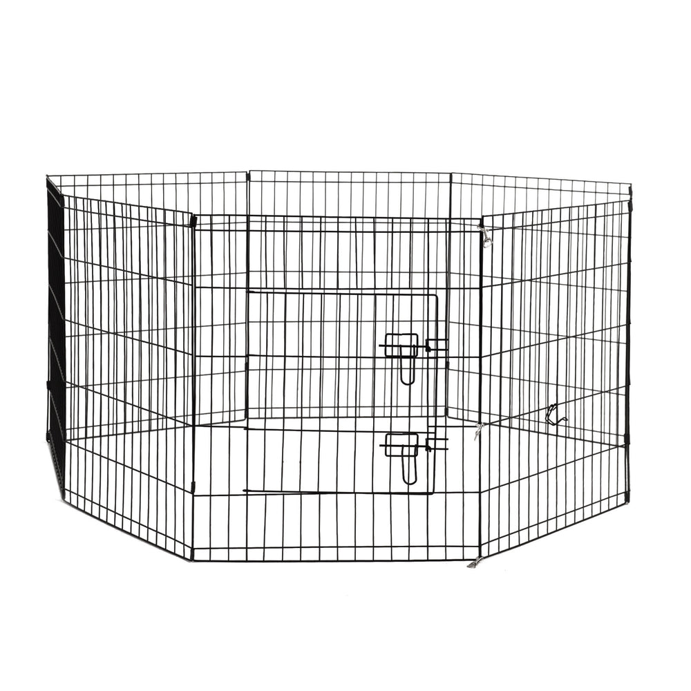 4Paws 8 Panel Playpen Puppy Exercise Fence Cage Enclosure Pets 24 inch Black