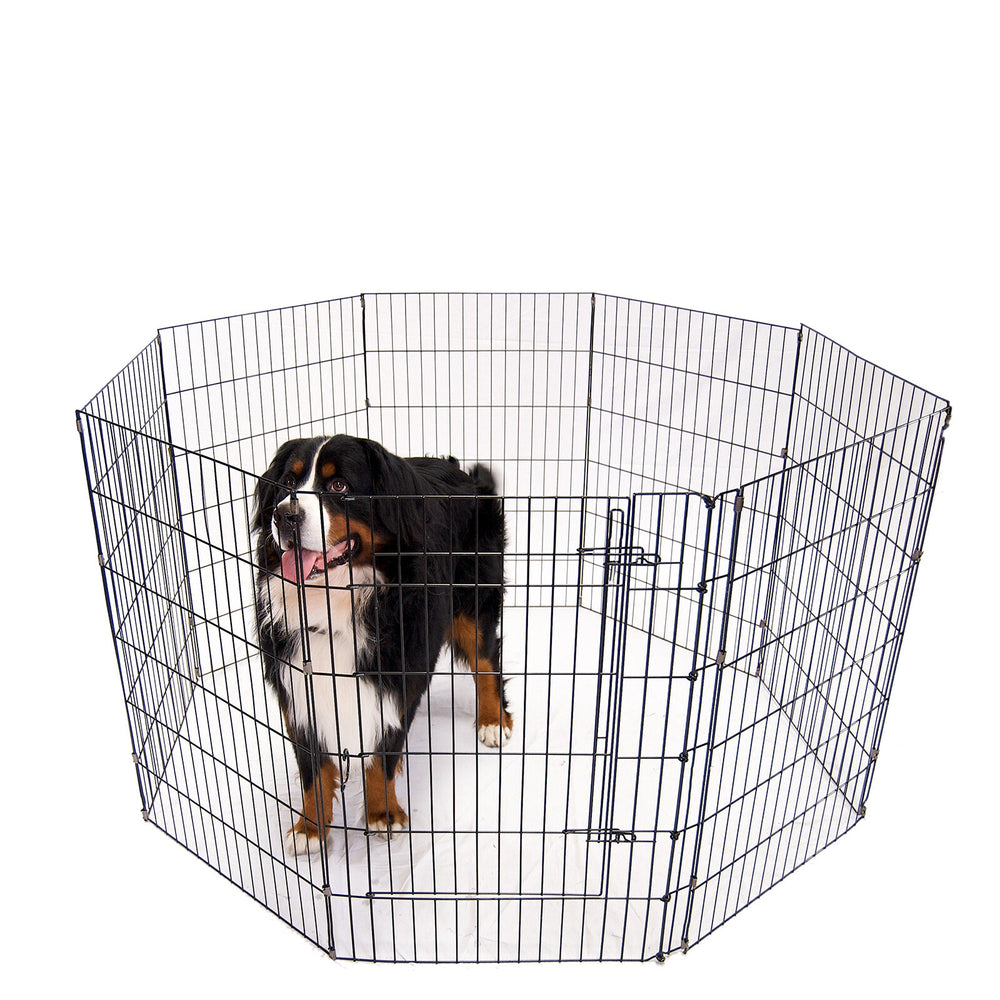 4Paws 8 Panel Playpen Puppy Exercise Fence Cage Enclosure Pets 24 inch Black