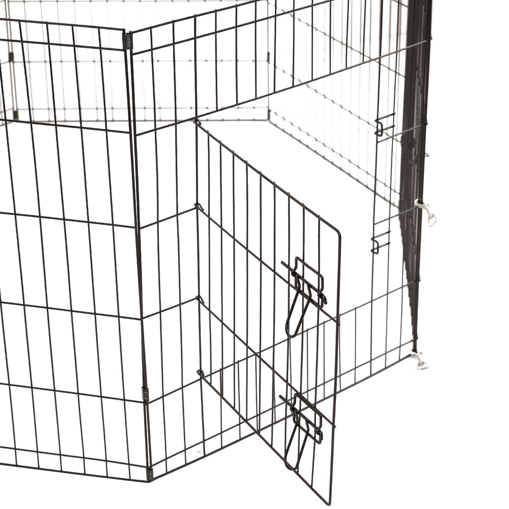 4Paws 8 Panel Playpen Puppy Exercise Fence Cage Enclosure Pets 24 inch Black