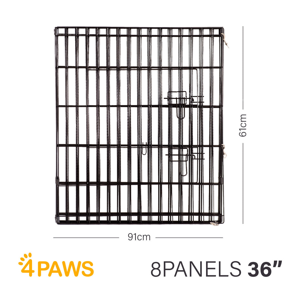 4Paws 8 Panel Playpen Puppy Exercise Fence Cage Enclosure Pets 36 inch Black