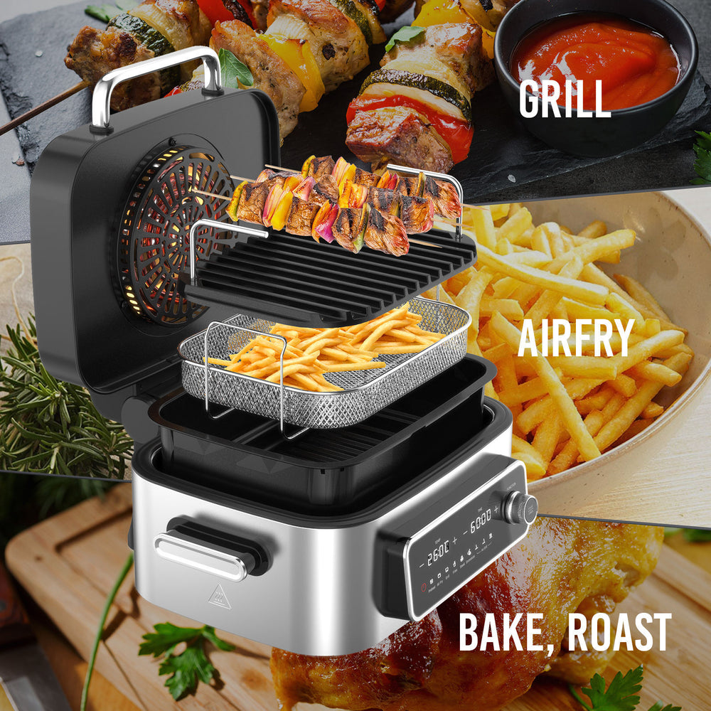 Kitchen Couture Top Loading Air Grill Family XL Air Fryer Stainless Steel 6 Litre Silver