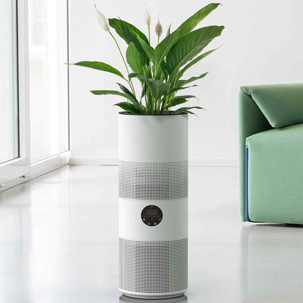 MyGenie Tower Air Purifier with Planter 2-in-1 WI-FI App Control HEPA One Size White