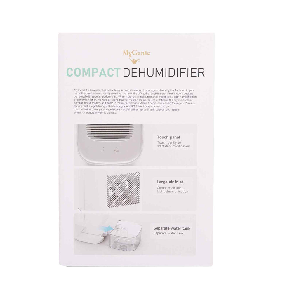 MyGenie Compact Dehumidifier LED Lights 1 Litre Portable Stylish Design One Size White