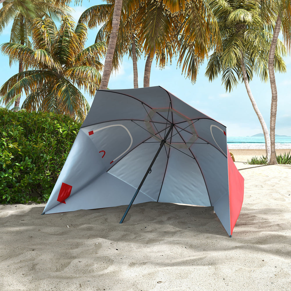Havana Outdoors Beach Umbrella Tent 2.4M Outdoor Garden Beach Portable Shade 2.4m Red