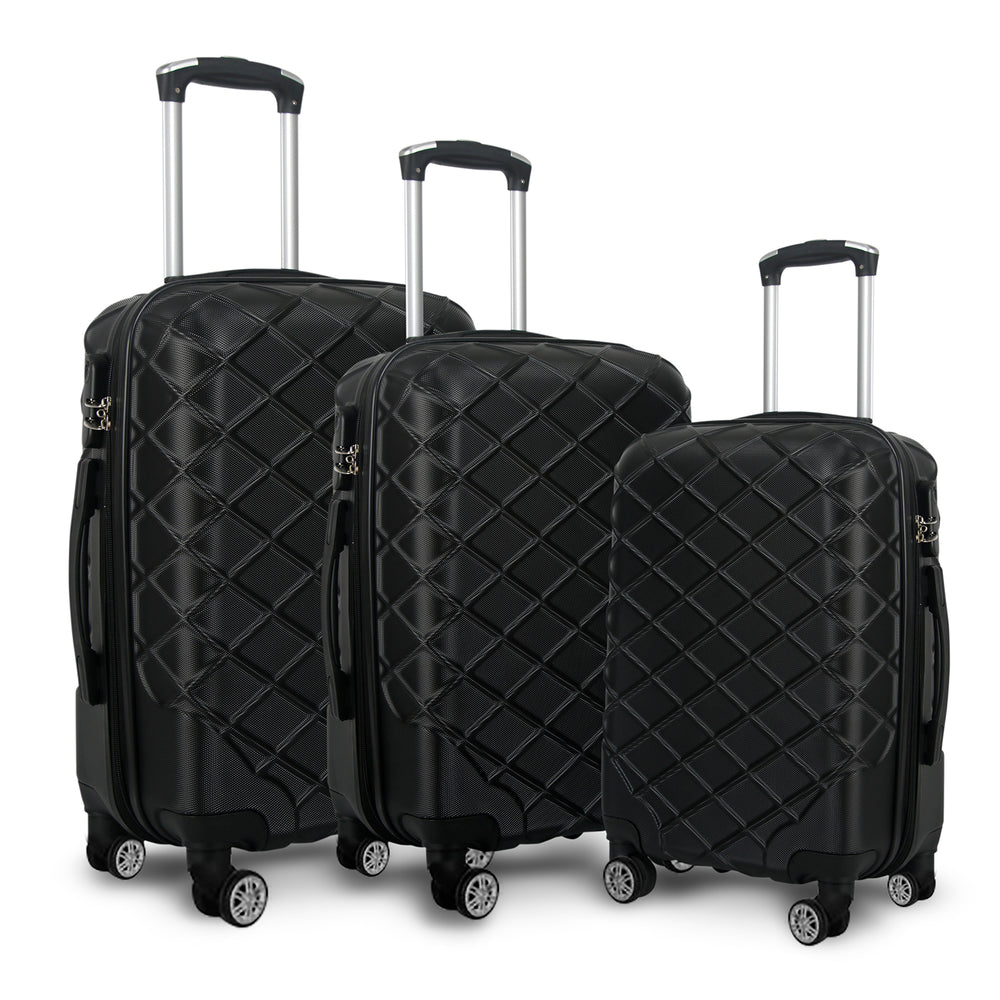 Milano Decor Luxury Travel Luggage Set ABS Hard Case Durable Lightweight 3 Piece Black