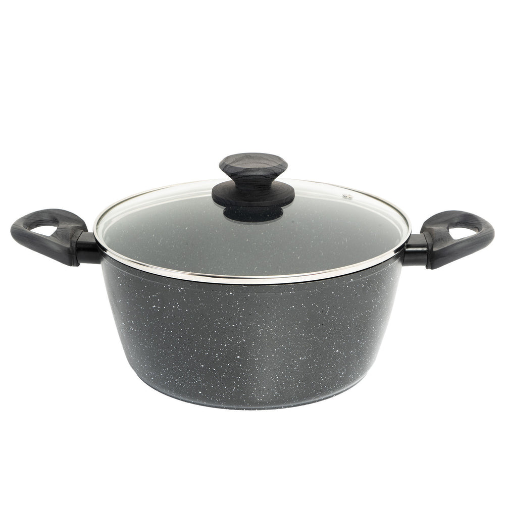 Stone Chef Forged Casserole With Lid Cookware Kitchen Grey Handle 24cm Black