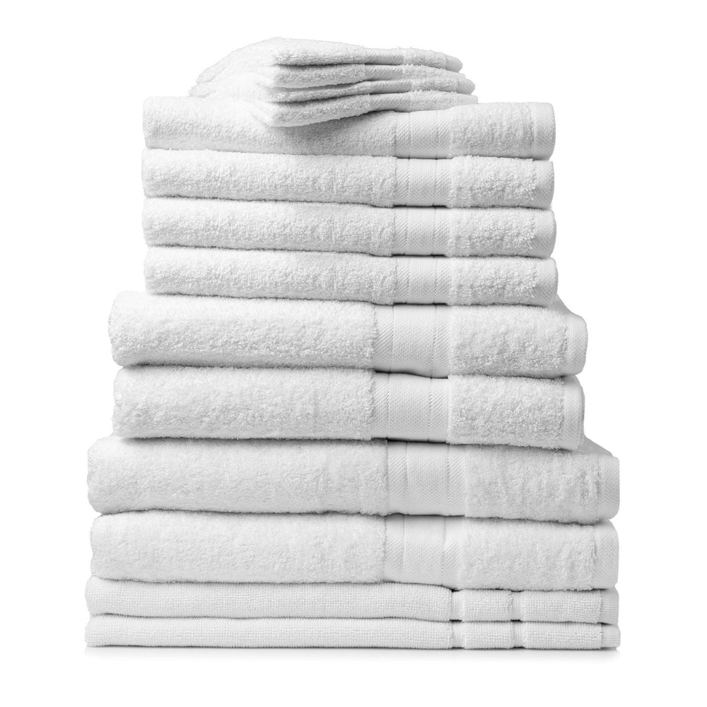 Royal Comfort 14 Piece Towel Set Mirage 100% Cotton Luxury Plush 14 Pack White