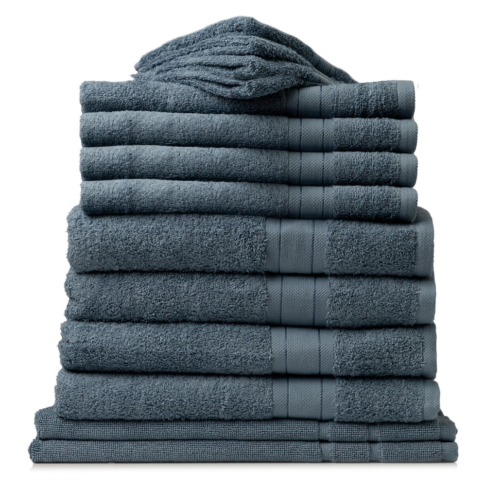 Royal Comfort 14 Piece Towel Set Mirage 100% Cotton Luxury Plush 14 Pack Denim