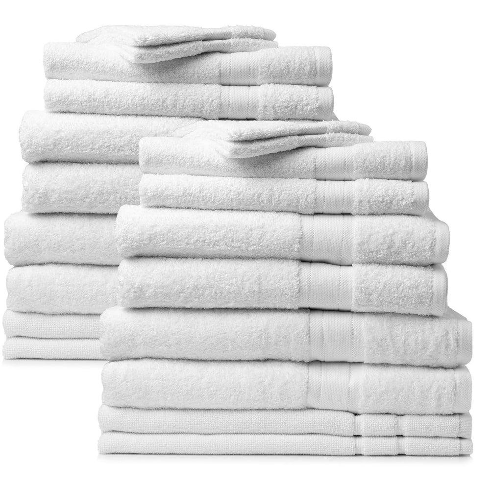 Royal Comfort 20 Piece Towel Set Regency 100% Cotton Luxury Plush 20 Pack White