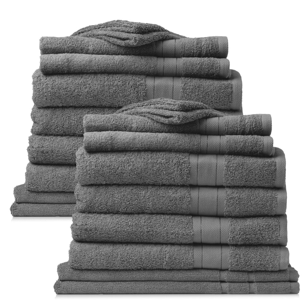 Royal Comfort 20 Piece Towel Set Regency 100% Cotton Luxury Plush 20 Pack Granite