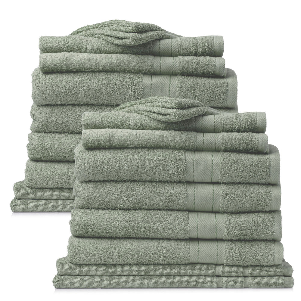 Royal Comfort 20 Piece Towel Set Regency 100% Cotton Luxury Plush 20 Pack Sage Green