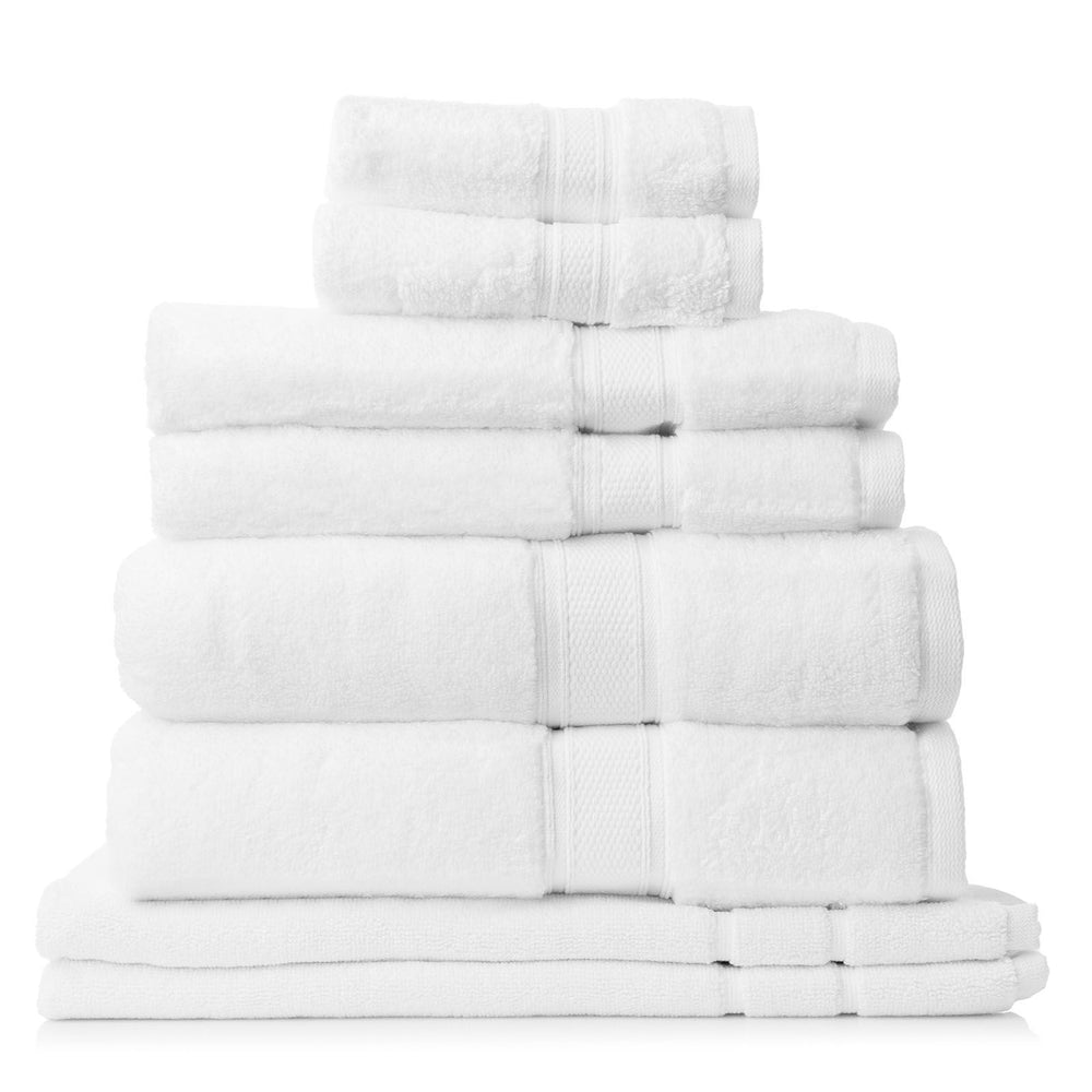 Royal Comfort Towel Set 8 Piece 100% Cotton Zero Twist Luxury Plush 8 Pack White