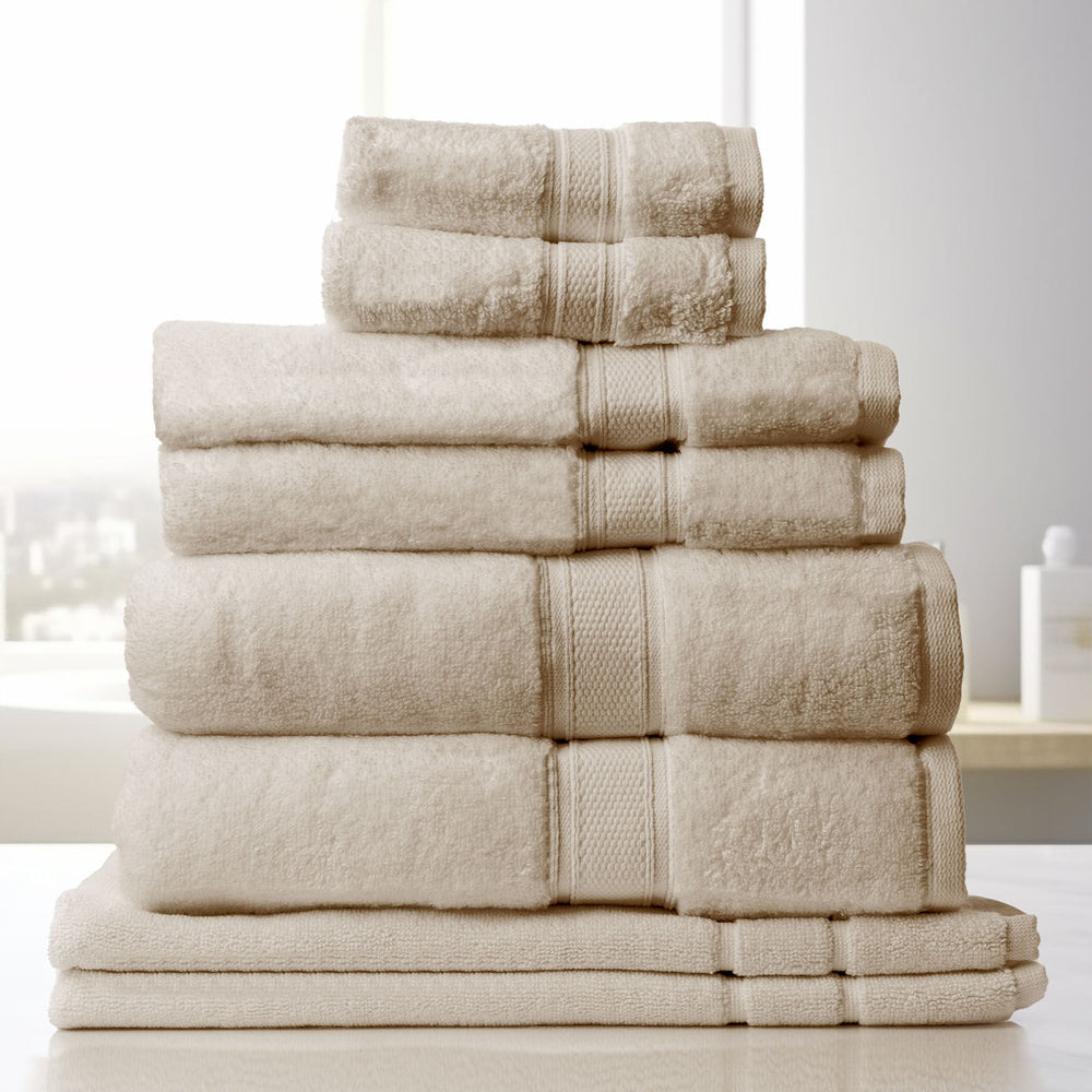 Royal Comfort Towel Set 8 Piece 100% Cotton Zero Twist Luxury Plush 8 Pack Beige