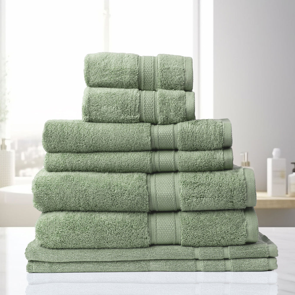 Royal Comfort Towel Set 8 Piece 100% Cotton Zero Twist Luxury Plush 8 Pack Sage Green