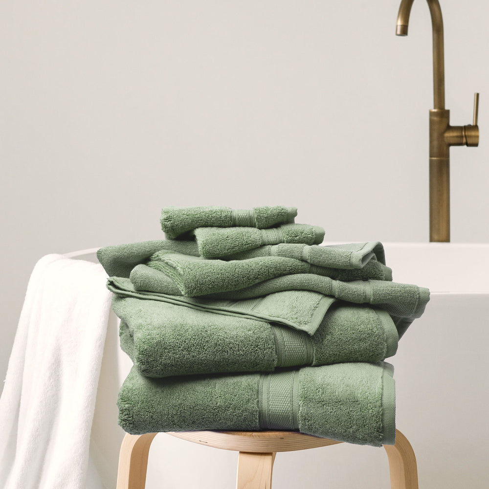 Royal Comfort Towel Set 8 Piece 100% Cotton Zero Twist Luxury Plush 8 Pack Sage Green