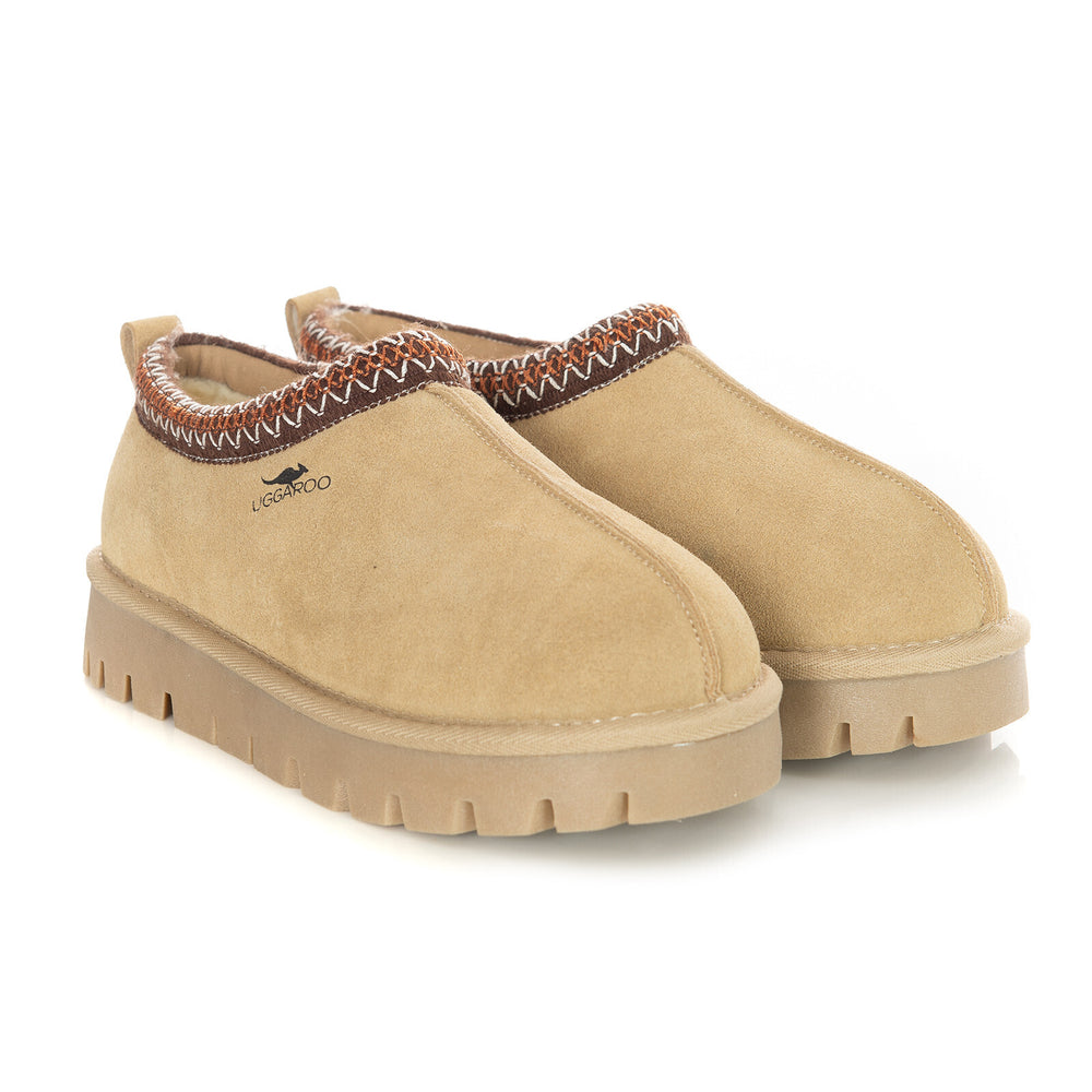 Uggaroo Lottie Ugg Slippers Womens Leather Upper Wool Lining Breathable (10-11) Beige