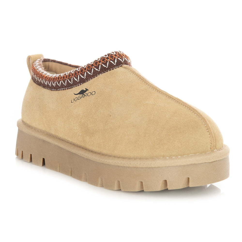 Uggaroo Lottie Ugg Slippers Womens Leather Upper Wool Lining Breathable (10-11) Beige