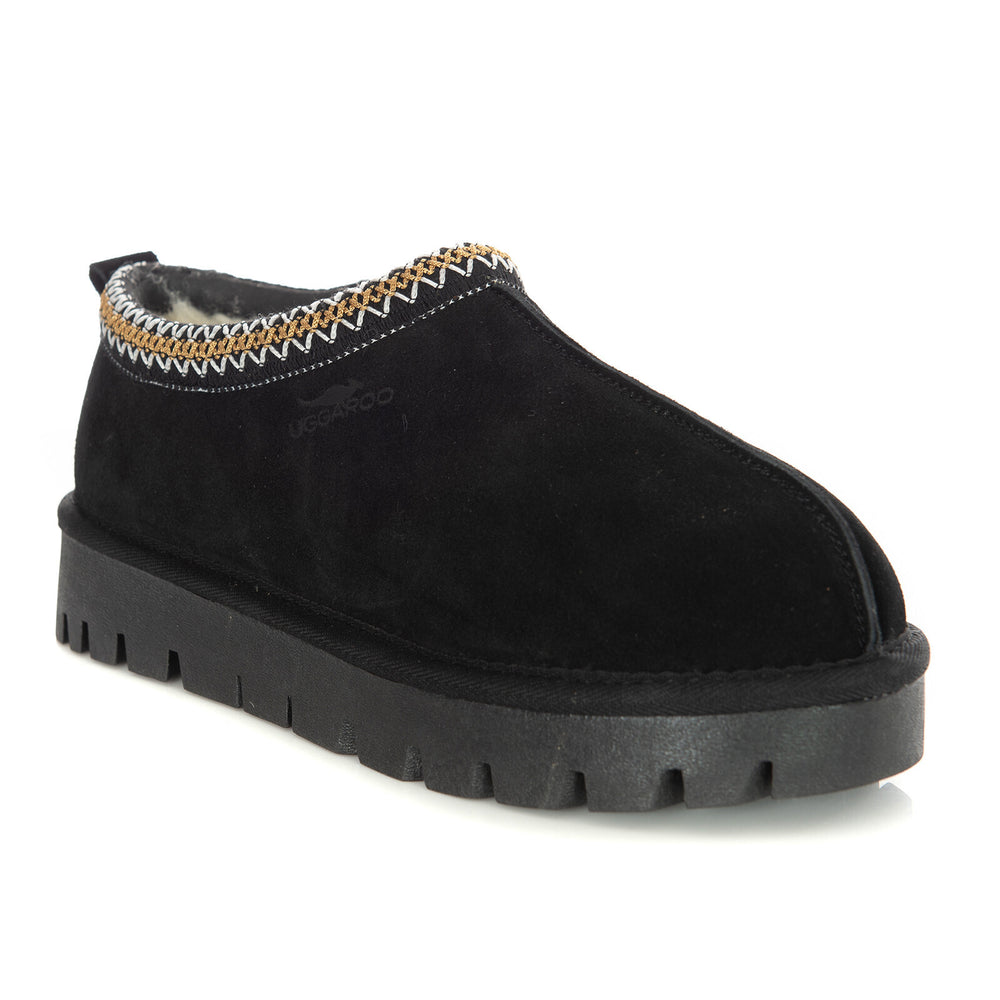 Uggaroo Lottie Ugg Slippers Womens Leather Upper Wool Lining Breathable (10-11) Black