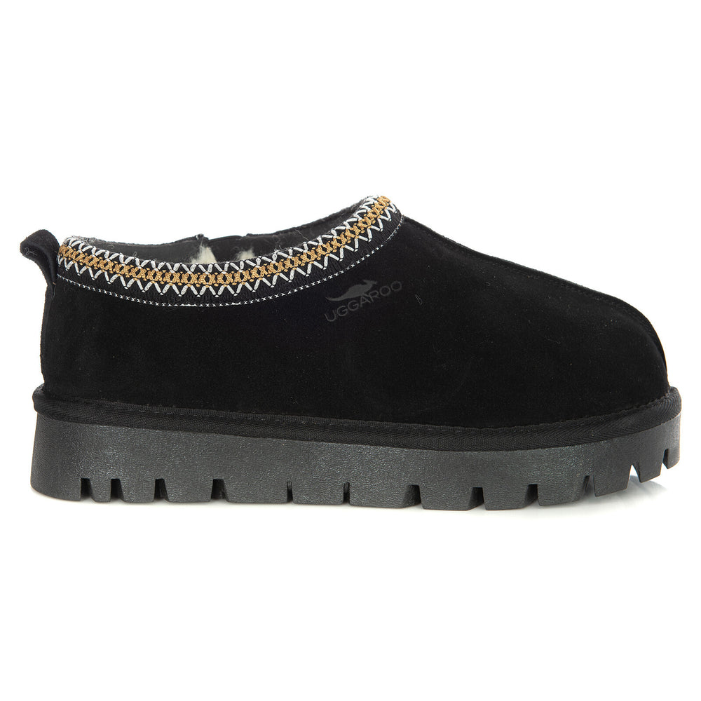 Uggaroo Lottie Ugg Slippers Womens Leather Upper Wool Lining Breathable (10-11) Black