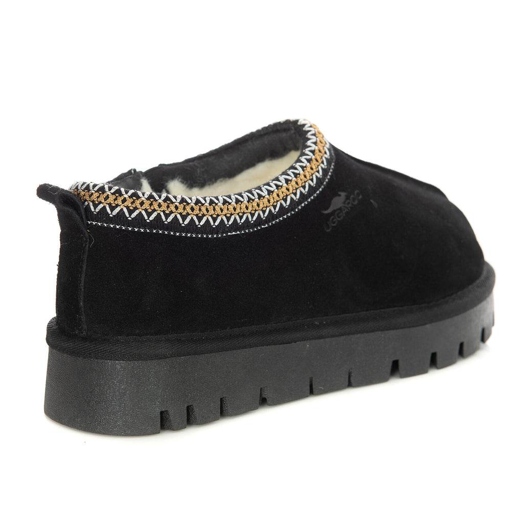 Uggaroo Lottie Ugg Slippers Womens Leather Upper Wool Lining Breathable (10-11) Black