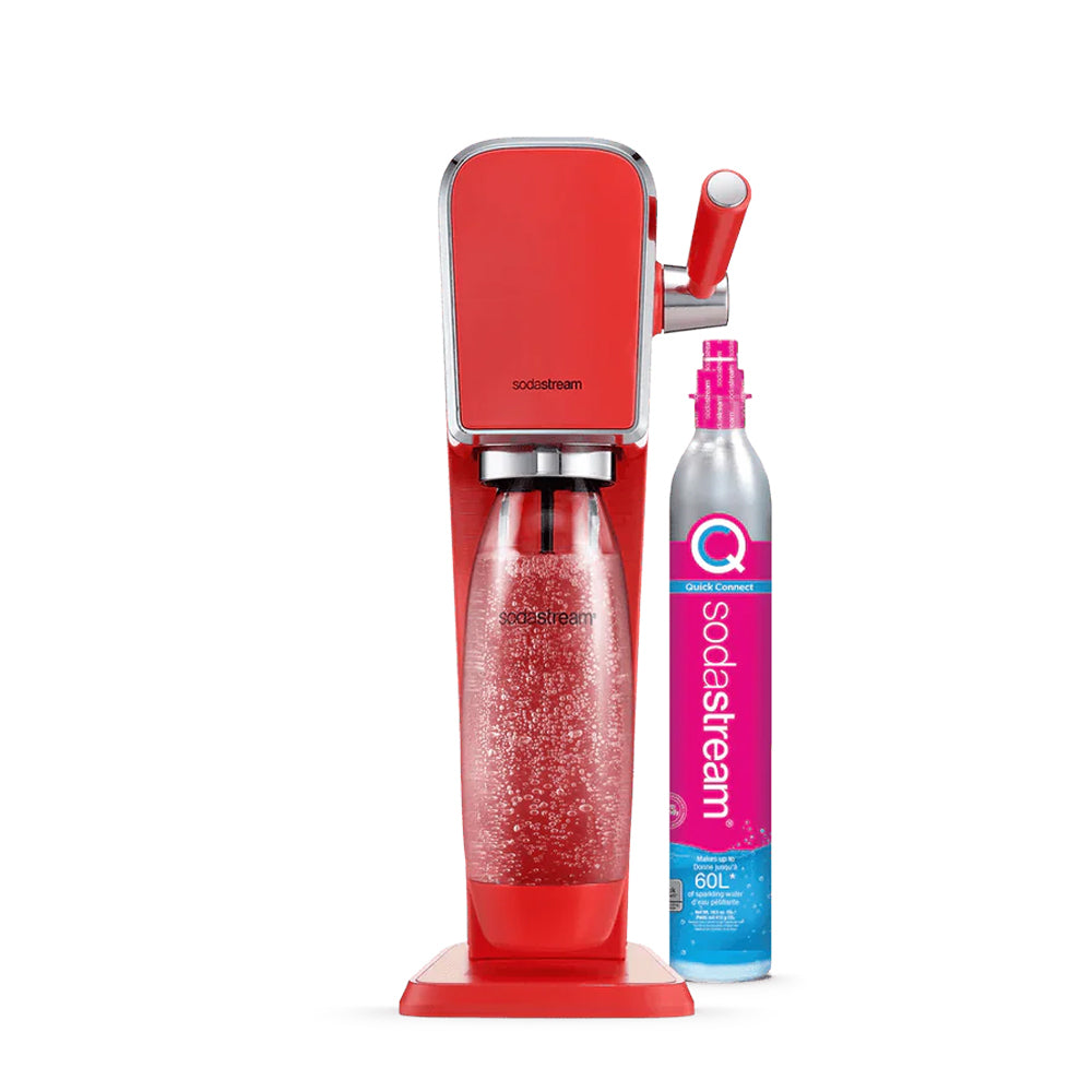 SodaStream Art Sparkling Water Maker w/60L Cylinder &amp; 1L Bottle Mandarin Red