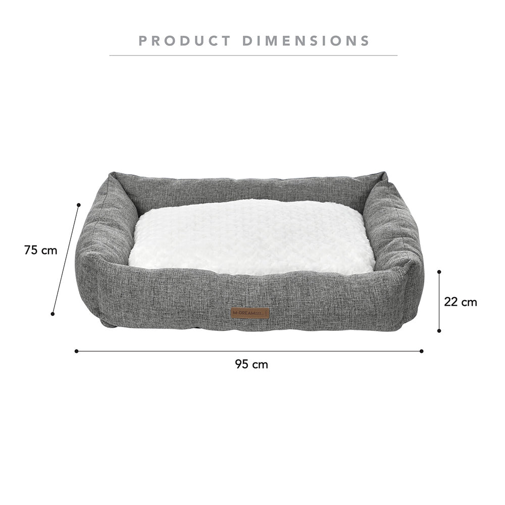 M-Pets Large 95 x 75 x 22 cm Oleron Dog/Pet Basket/Bed Dark Grey