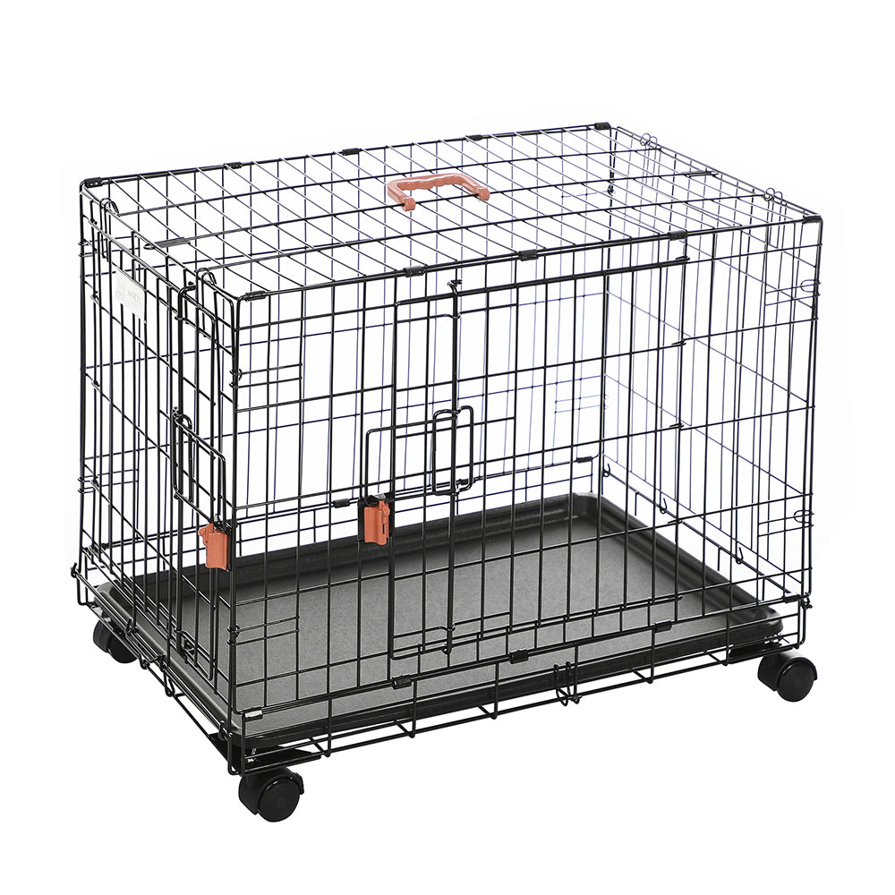 M-Pets 91cm Medium 2-Door Voyager Pet/Dog Wire Crate w/ Wheels &amp; Lock Black