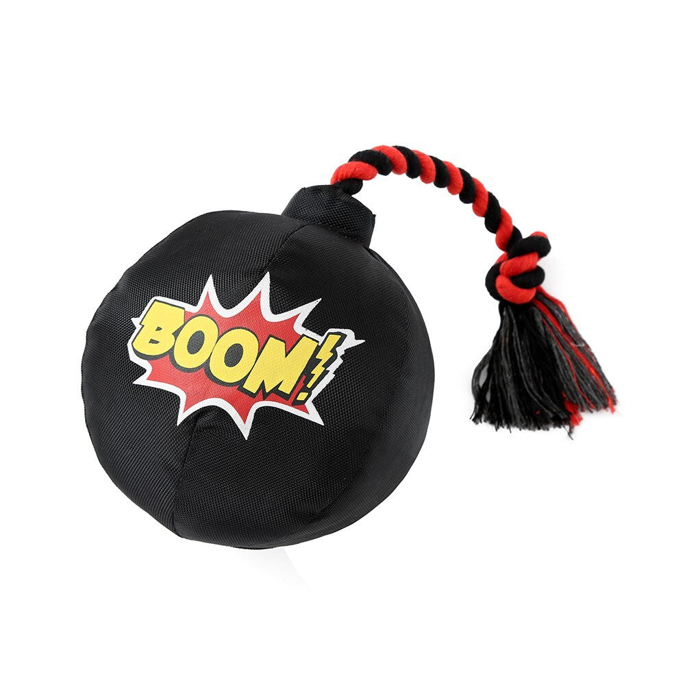 Paws &amp; Claws Pet/Dog 45cm Bomb-On-A-Rope Oxford Toy - Black
