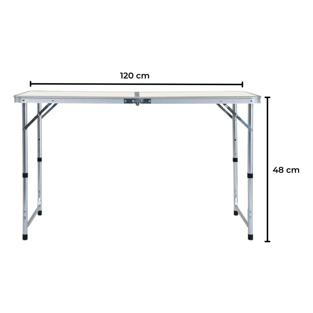 KILIROO Folding Portable Camping Table Outdoor Picnic 120cm Silver with 4 Chair