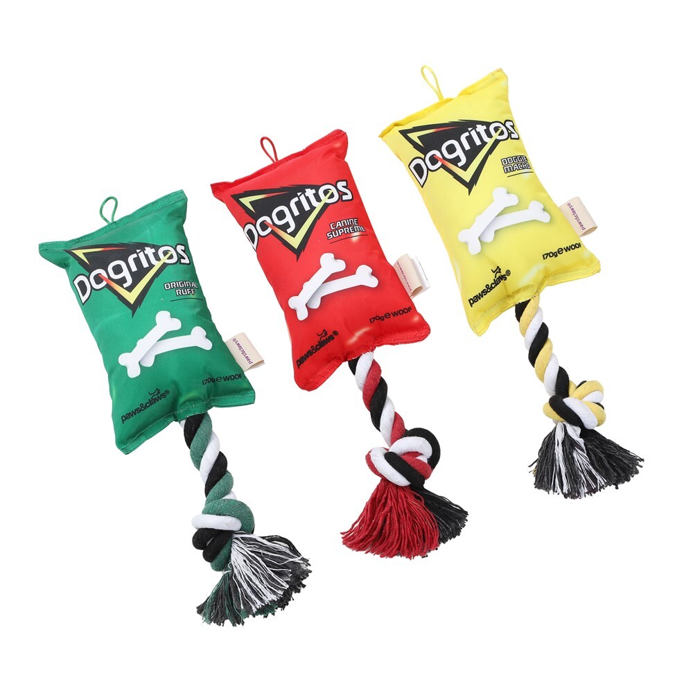 Paws &amp; Claws Pet/Dog 38cm Dogritos Snacks Oxford Tugger Toy w/ Rope Assorted