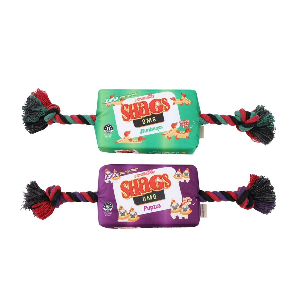 Paws &amp; Claws 27cm Shags Snacks Oxford Tugger Pet/Dog Toy w/ Rope - Assorted