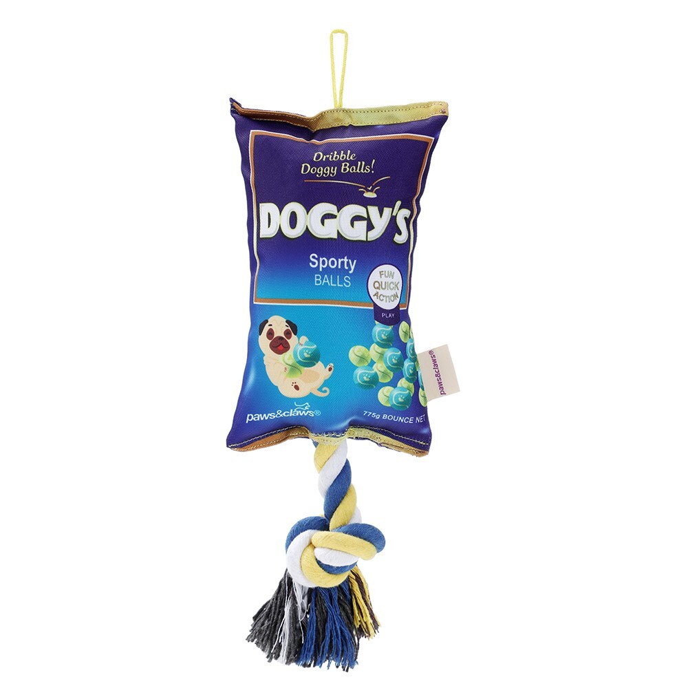 Paws &amp; Claws Doggy&#39;s Balls 25cm Snacks Oxford Tugger w/ Rope