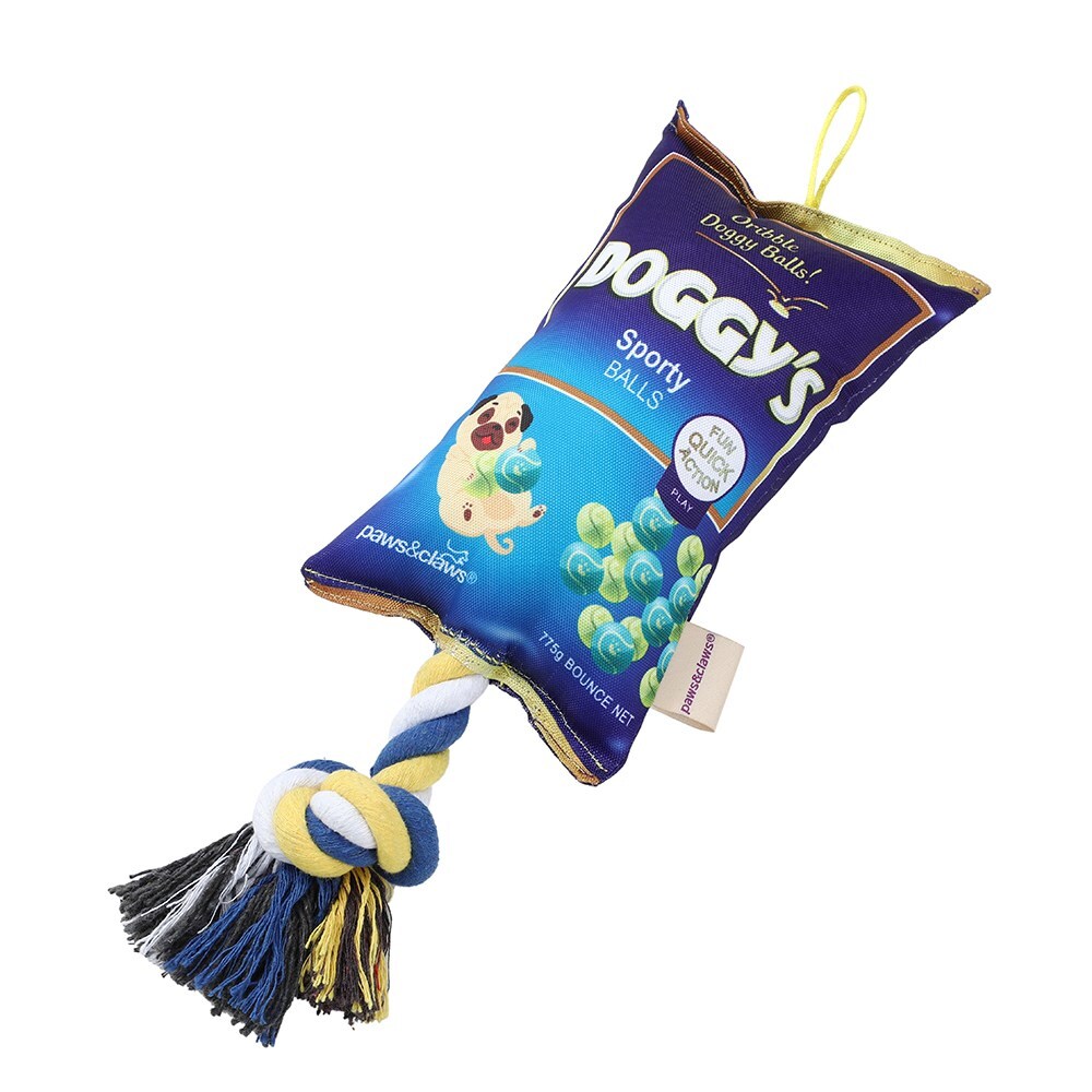 Paws &amp; Claws Doggy&#39;s Balls 25cm Snacks Oxford Tugger w/ Rope