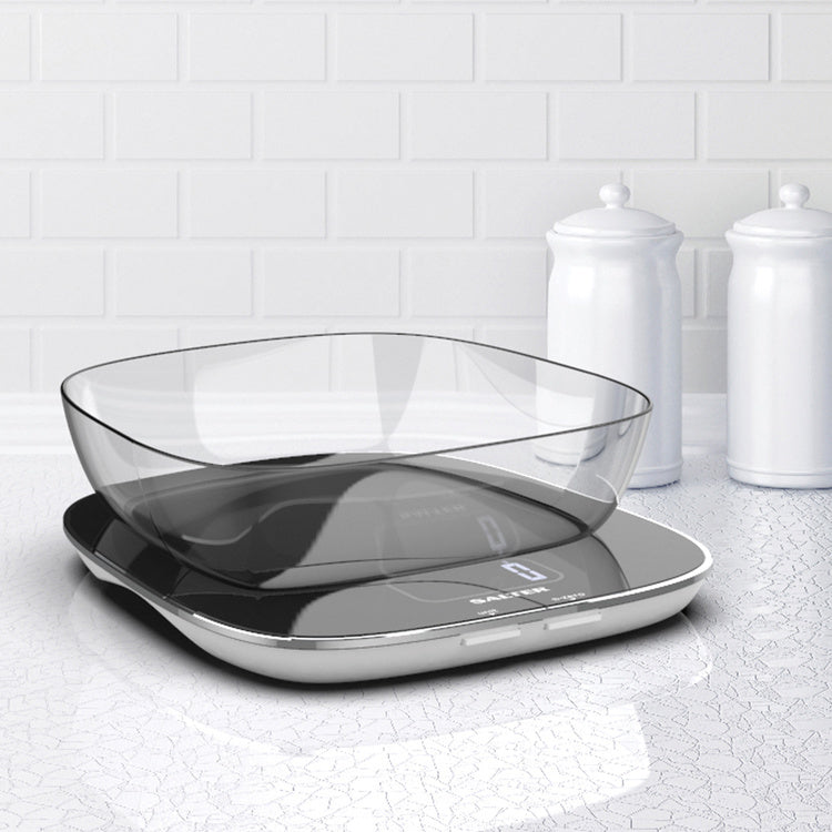 Salter Contour High Capacity Scale Glass Bowl 20KG Black