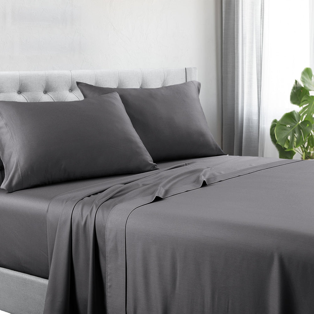 Somerset 1200TC Hotel Quality Soft Cotton Rich Sheet Sets Pillowcases Silky Touch Double Charcoal