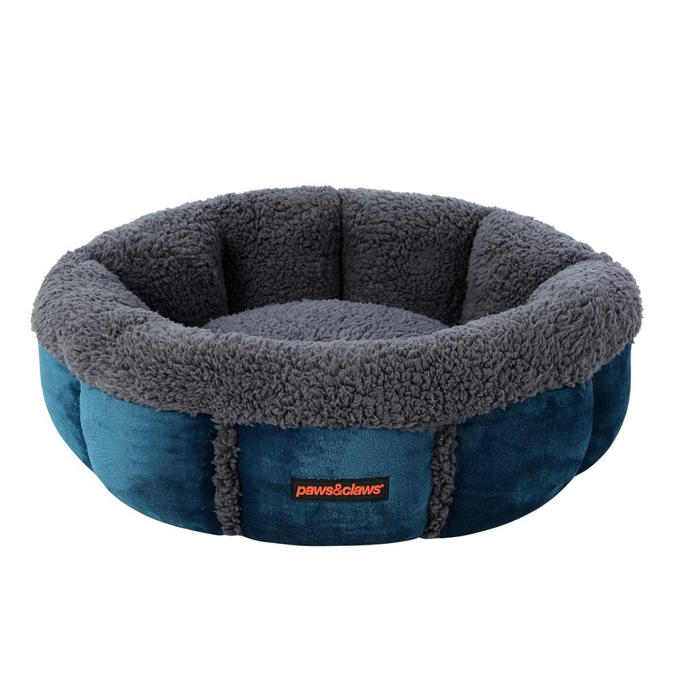 Paws &amp; Claws 50cm Primo Plush Snuggler Bed - Charcoal/Blue