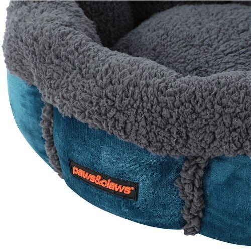 Paws &amp; Claws 50cm Primo Plush Snuggler Bed - Charcoal/Blue