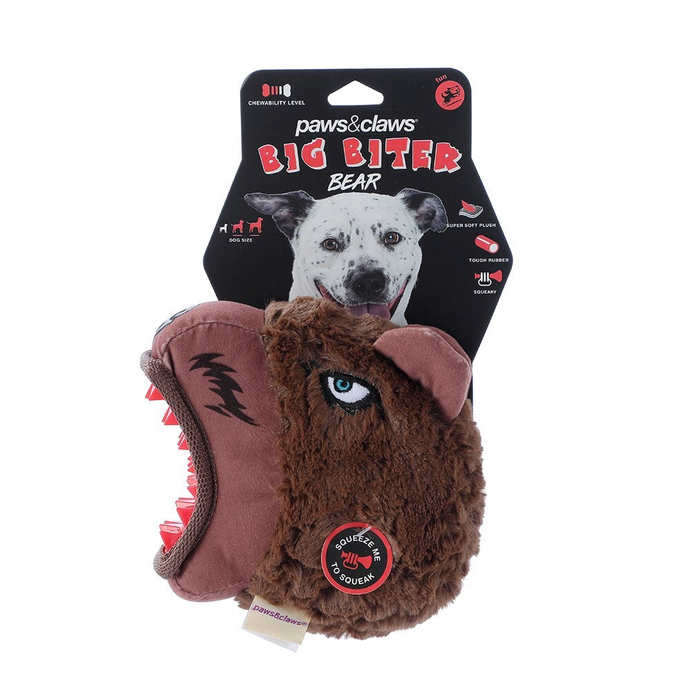 Paws &amp; Claws Pet/Dog 17cm Big Biter Grizzly Bear TPR/Plush Toy w/ Squeaker