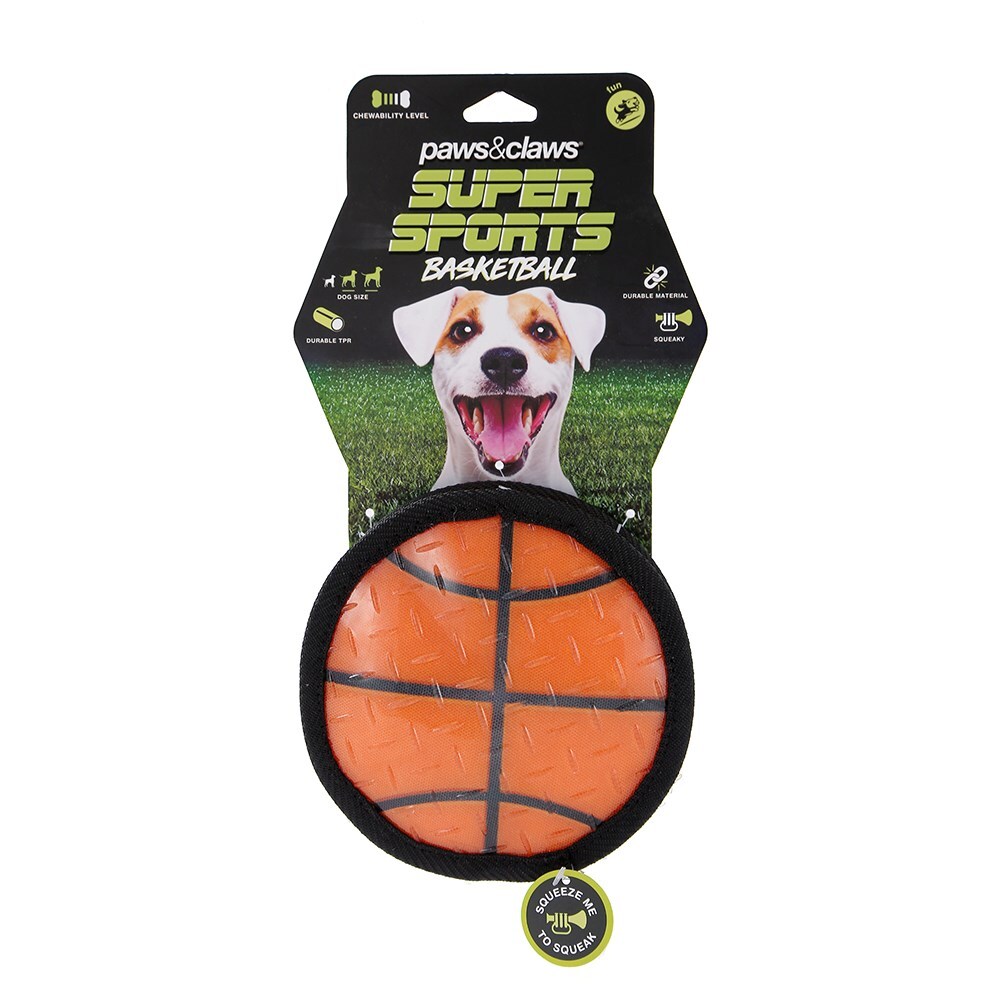 Paws &amp; Claws Pet/Dog Toy Super Sports 15x4.5cm TPR Covered Oxford Basketball